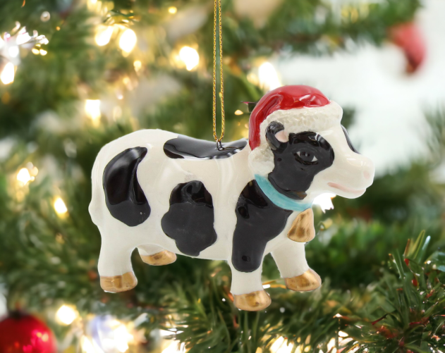 Ceramic Christmas Tree Cow Ornament, Home Décor, Gift for Her, Gift for Mom, Kitchen Décor, Farmhouse Décor, Christmas Decor