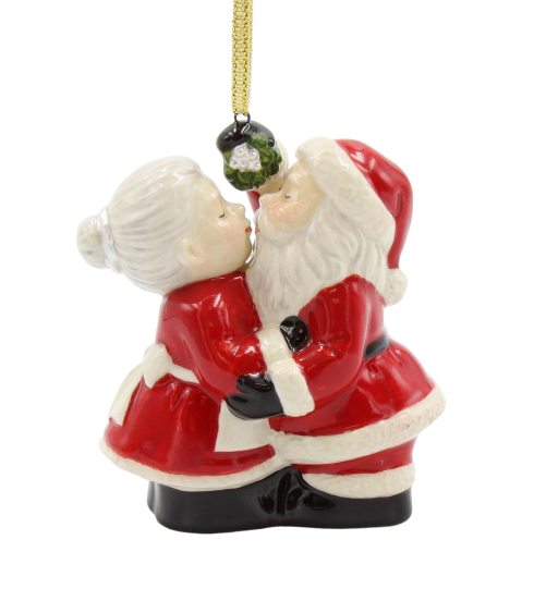 Christmas Decor Santa And Mrs. Claus Kissing Ornament, Home Décor, Gift for Her, Gift for Mom, Kitchen Décor, Christmas Décor