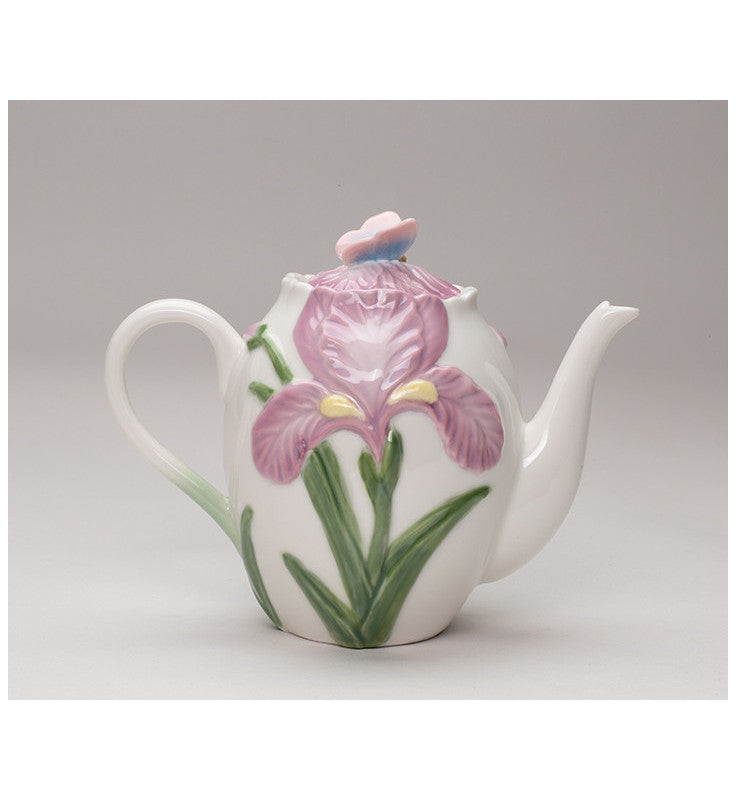 Porcelain Iris Flower Teapot