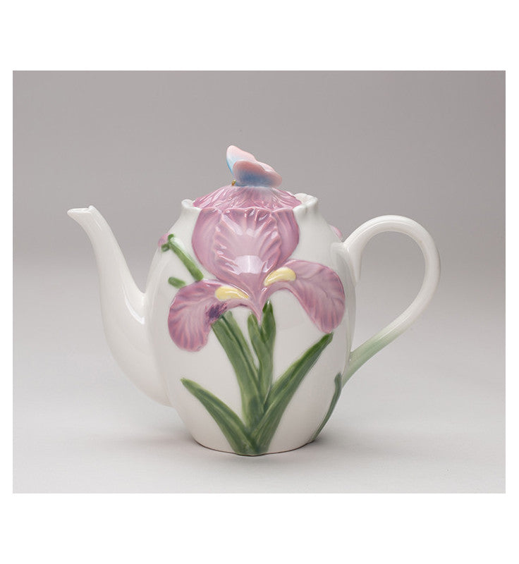 Porcelain Iris Flower Teapot