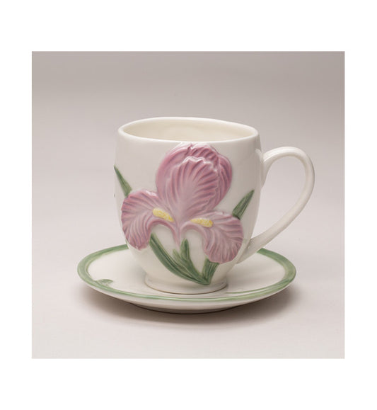 Ceramic Iris Flower Cup and Saucer Set
