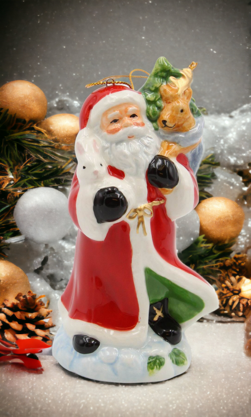 Ceramic Christmas Santa Carrying The Presents Ornament, Home Décor, Gift for Her, Gift for Mom, Kitchen Décor, Christmas Décor