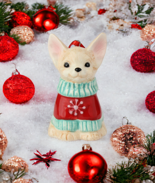 Ceramic Christmas Chihuahua Ornament, Gift for Her, Gift for Mom, Kitchen Décor, Dining Table Décor, Gift for Dog Lover, Pet Loss Gift