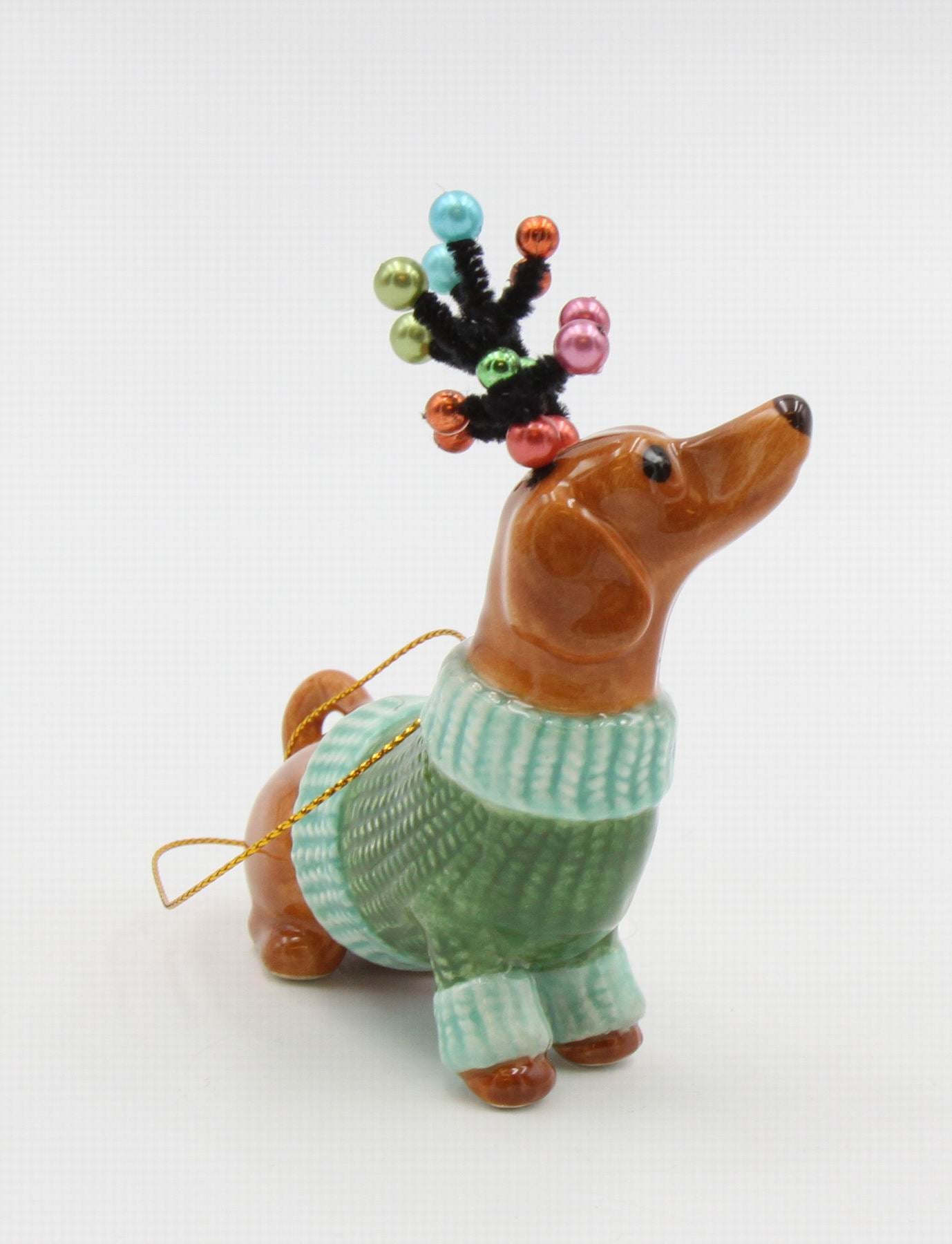 Ceramic Christmas Dachshund Ornament, Christmas Tree Decor, Dachshund Owner Gift, Dog Lover Gift