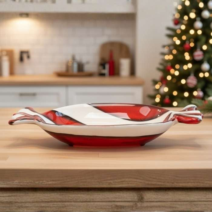 Ceramic Peppermint Candy Dish, Candy for Santa, Christmas Decor, Gift for Her, Gift for Mom, Kitchen Decor