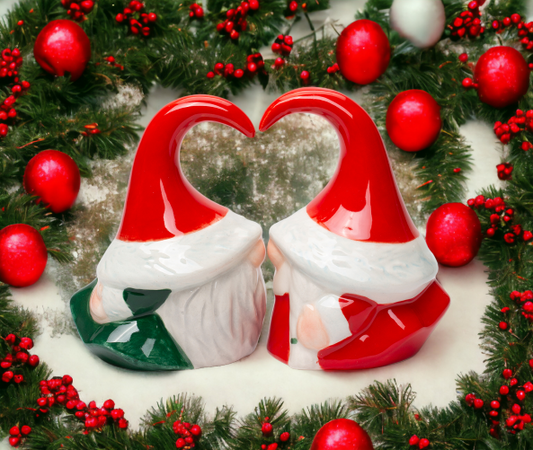 Ceramic Christmas Gnome Couple Salt And Pepper Shakers, Home Décor, Gift for Her, Gift for Mom, Kitchen Décor, Christmas Décor