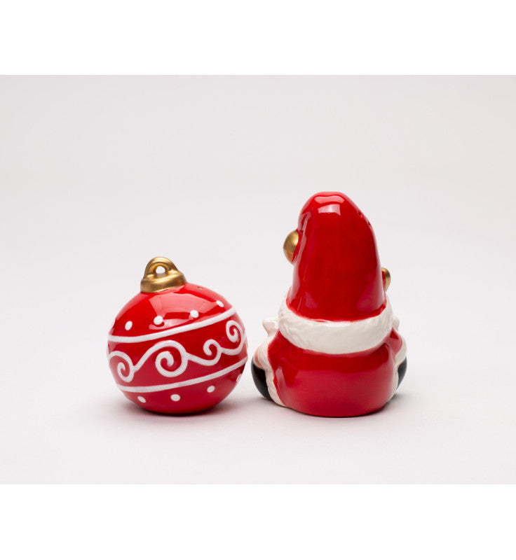 Ceramic Christmas Santa Claus Gnome and Ornament Ball Salt and Pepper Shakers, Gnome Collection, Christmas Table Decor