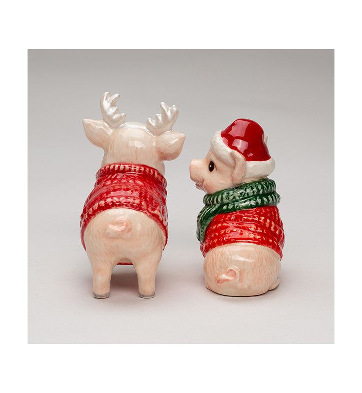 Ceramic Christmas Pigs Salt and Pepper Shakers
