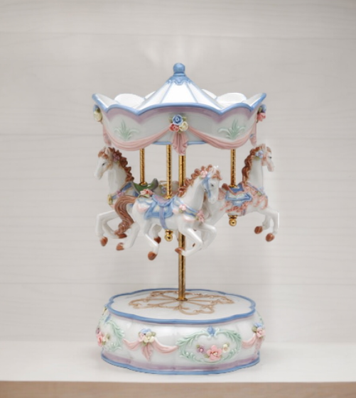 Ceramic Merry-Go-Round Carousel Music Box, Home Decor, Gift for Her, Gift for Mom, Horse Lover Gift