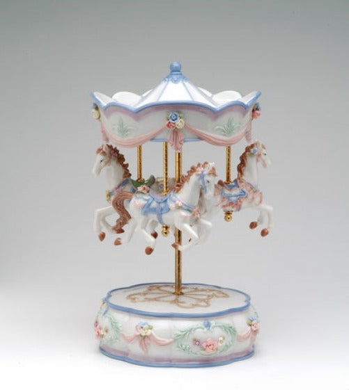 Ceramic Merry-Go-Round Carousel Music Box, Home Decor, Gift for Her, Gift for Mom, Horse Lover Gift