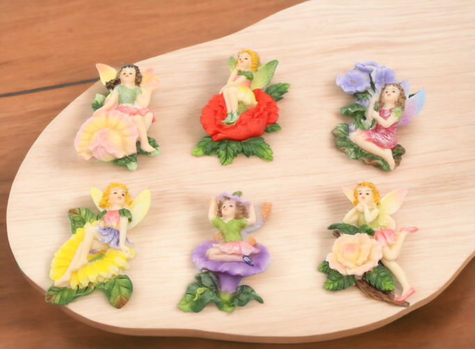 Fairies with Flowers Magnetic Decor-Set of 6, Refrigerator Decor, Nature Lover Gift, Gift for Her, Gift for Daughter, Vintage Decor