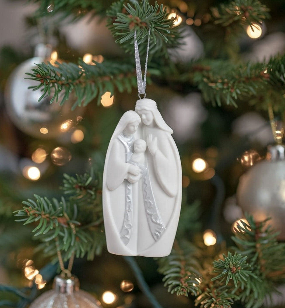 Ceramic Holy Family Nativity Ornament, Home Décor, Religious Décor, Religious Gift, Church Décor, Baptism Gift