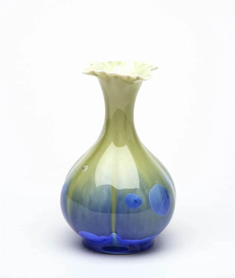 Porcelain Crystallized Glaze Blue and Green Flower Vase, Home Decor, Gift for Her, Asian Decor