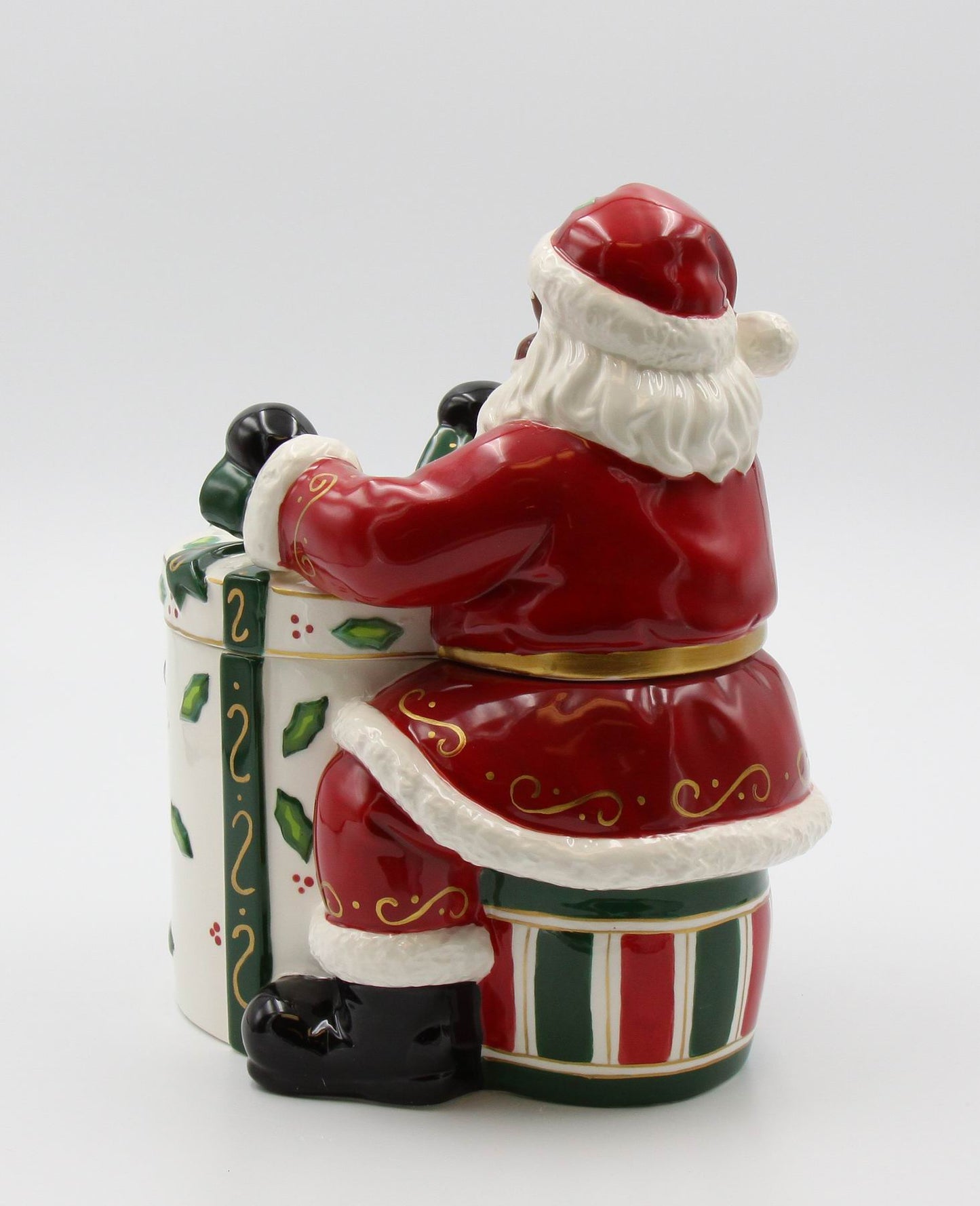 Ceramic African American Santa With Gift Cookie Jar, Home Décor, Gift for Her, Gift for Mom, Kitchen Décor, Christmas Décor