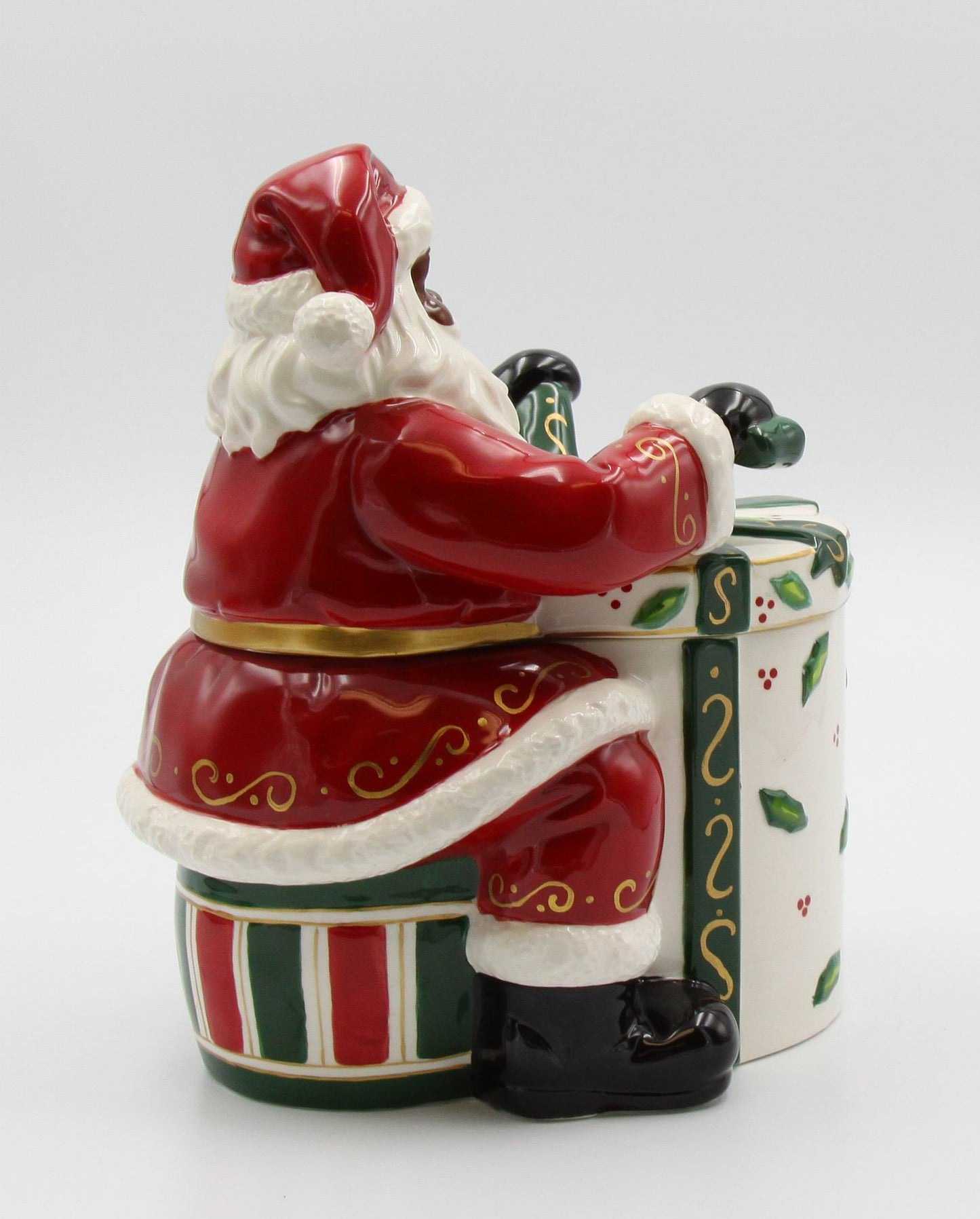 Ceramic African American Santa With Gift Cookie Jar, Home Décor, Gift for Her, Gift for Mom, Kitchen Décor, Christmas Décor