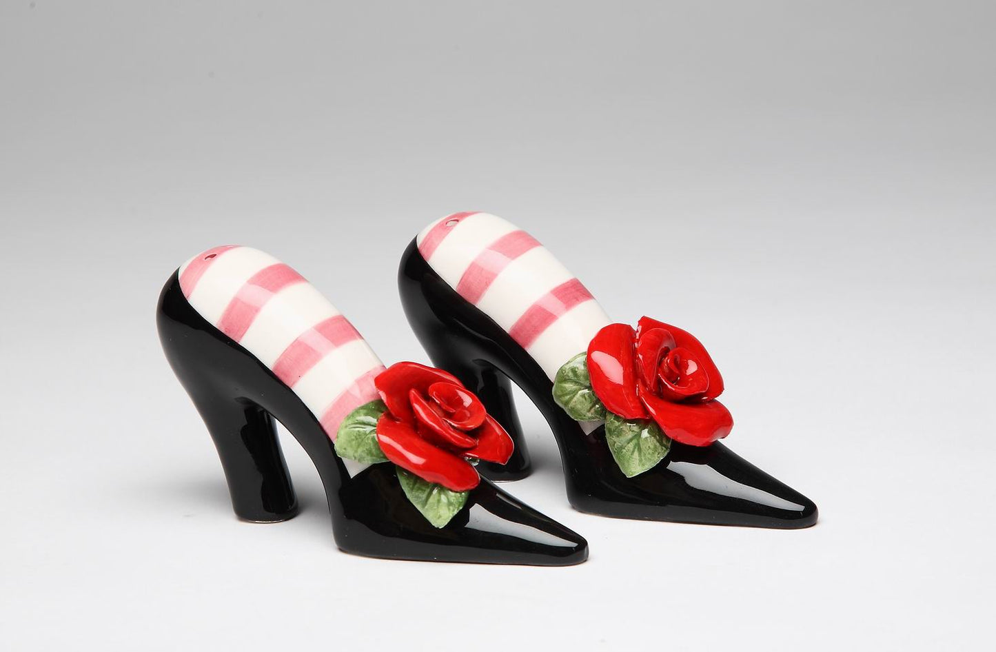 Ceramic Black Heels With Red Rose Salt and Pepper Shakers, Home Décor, Gift for Her, Gift for Mom, Kitchen Décor