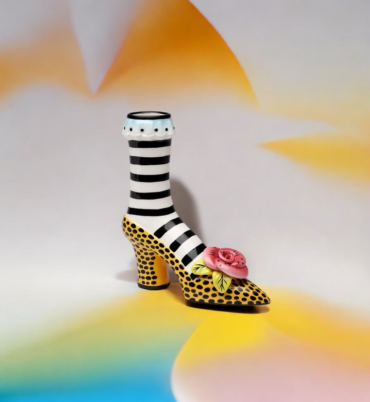 Ceramic Leopard Print Heel Vase, Home Decor, Gift for Her, Gift for Mom, Shoe Lover Gift