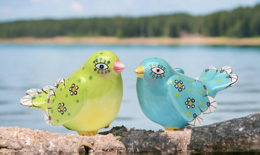 Ceramic Bohemian Birds Salt & Pepper Shakers, Home Décor, Gift for Her, Gift for Mom, Kitchen Décor, Birdwatcher Gift