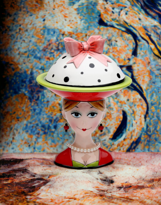 Ceramic Lady with Serving Bowl on Head, Home Décor, Gift for Her, Gift for Mom, Gift for Friend or Coworker, Kitchen Décor