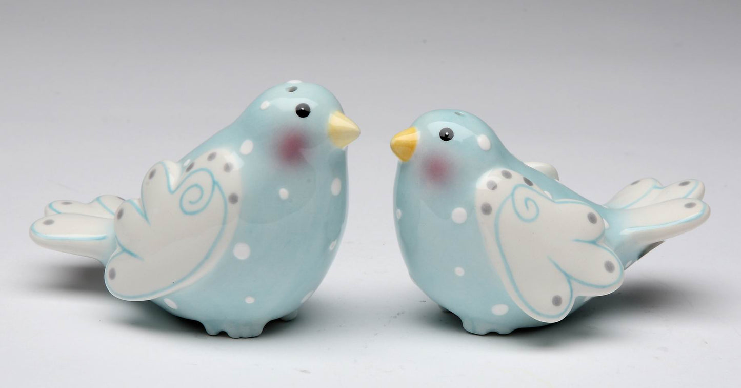 Ceramic Blue Dove Birds with White Wings, Wedding Decor, Birdwatcher Gift, Gift for Her, Gift for Mom