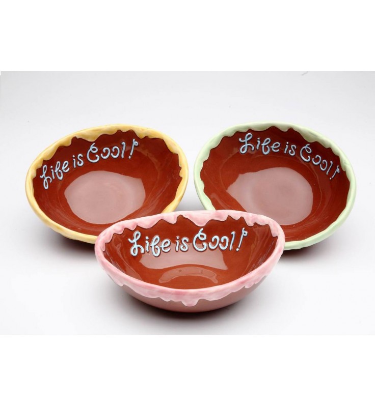 Ceramic Life Is Sweet - Ice Cream Bowl ( 3 Pcs Set ), Kitchen Decor, Cafe Decor