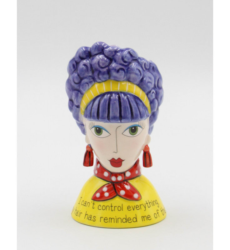 Ceramic Purple Hair Dollymama Vase, Makeup Brush Holder, Kitchen Decor, Vanity Decor, Gift for Her