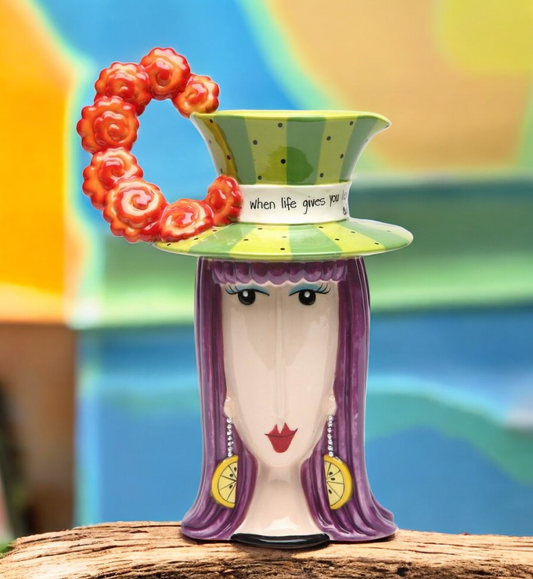 Ceramic Dollymama's Lemon With Vodka Pitcher By Joey Llc, Lemonade Lover, Ladies Party Decor, Gift for Her, Kitchen Decor