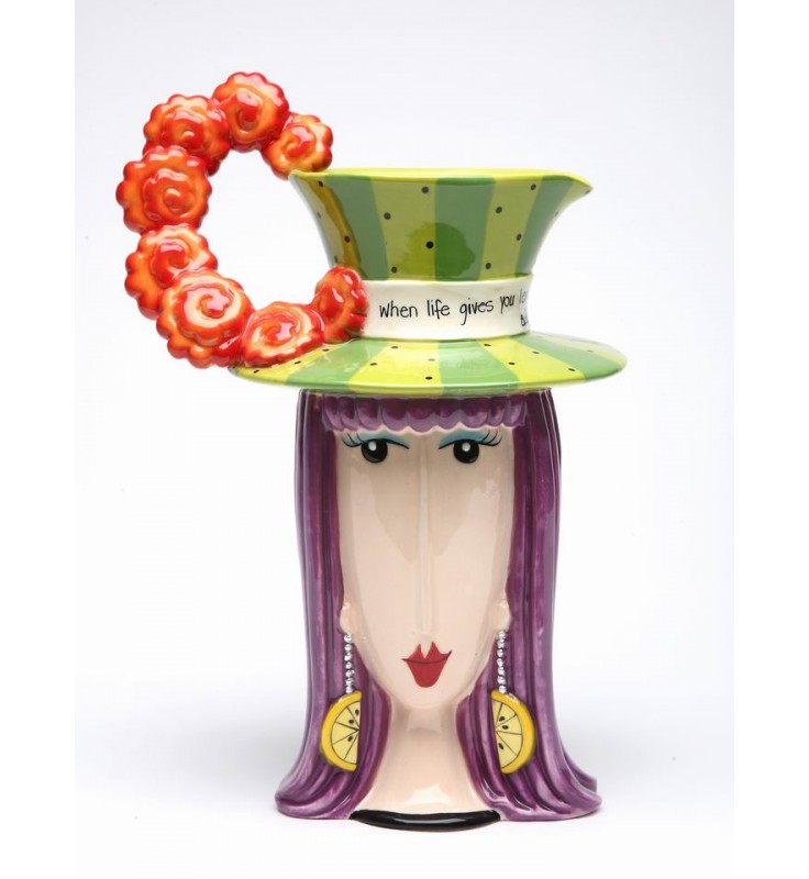 Ceramic Dollymama's Lemon With Vodka Pitcher By Joey Llc, Lemonade Lover, Ladies Party Decor, Gift for Her, Kitchen Decor