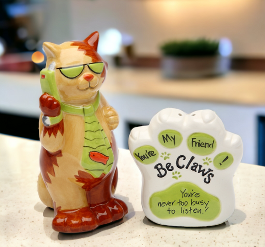 You're Never Too Busy To Listen Ceramic Cat Salt & Pepper, Gift for Her, Gift for Mom, Kitchen Décor, Cat Lovers Gift, Pet Loss Gift