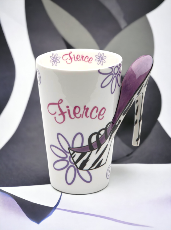 Ceramic Fierce Zebra Print High Heel Coffee Mug, Home Décor, Gift for Her, Mom, Friend, or Coworker, Kitchen Décor, Office Decor