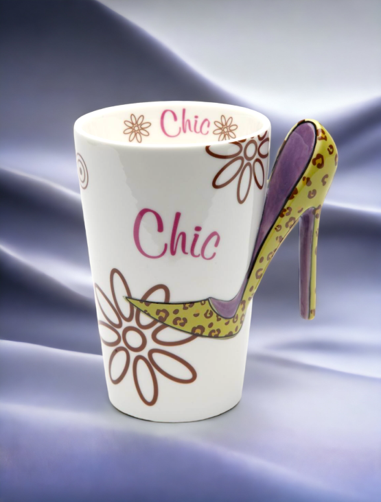 Ceramic Chic Leopard Print High Heel Coffee Mug, Home Décor, Gift for Her, Mom, Friend, or Coworker, Kitchen Décor, Office Decor