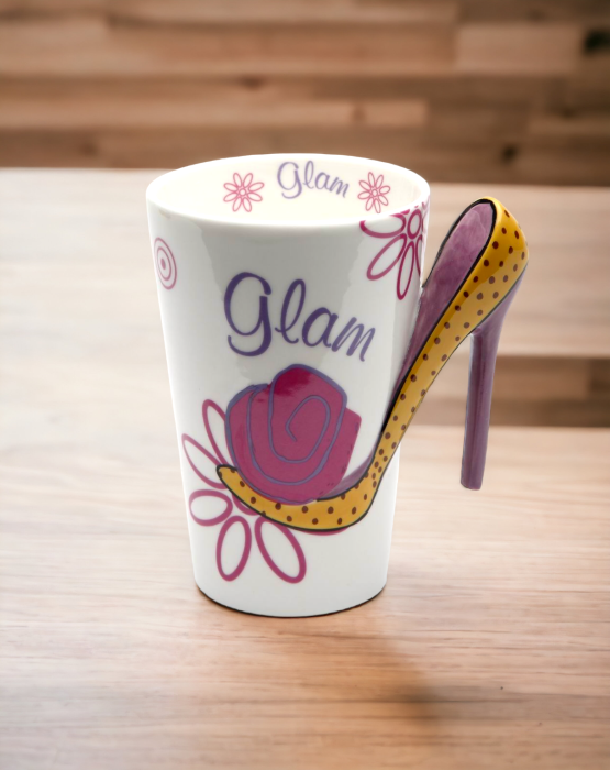 Ceramic Glam Dotted High Heels Mug, Home Décor, Gift for Her, Mom, Friend, or Coworker, Kitchen Décor, Office Decor