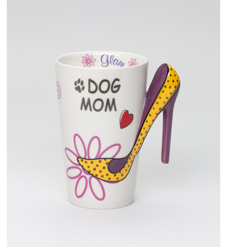 Ceramic Dog Mom Love Mug with High Heel Shoe Handle, Dog Lover Gift, Gift for Her