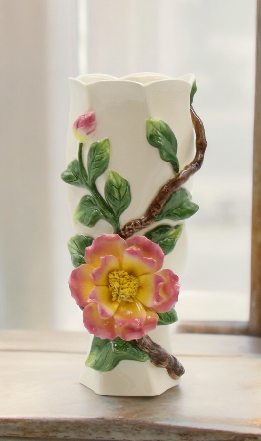 Ceramic Rose Flower Vase, Home Decor, Gift for Her, Gift for Mom