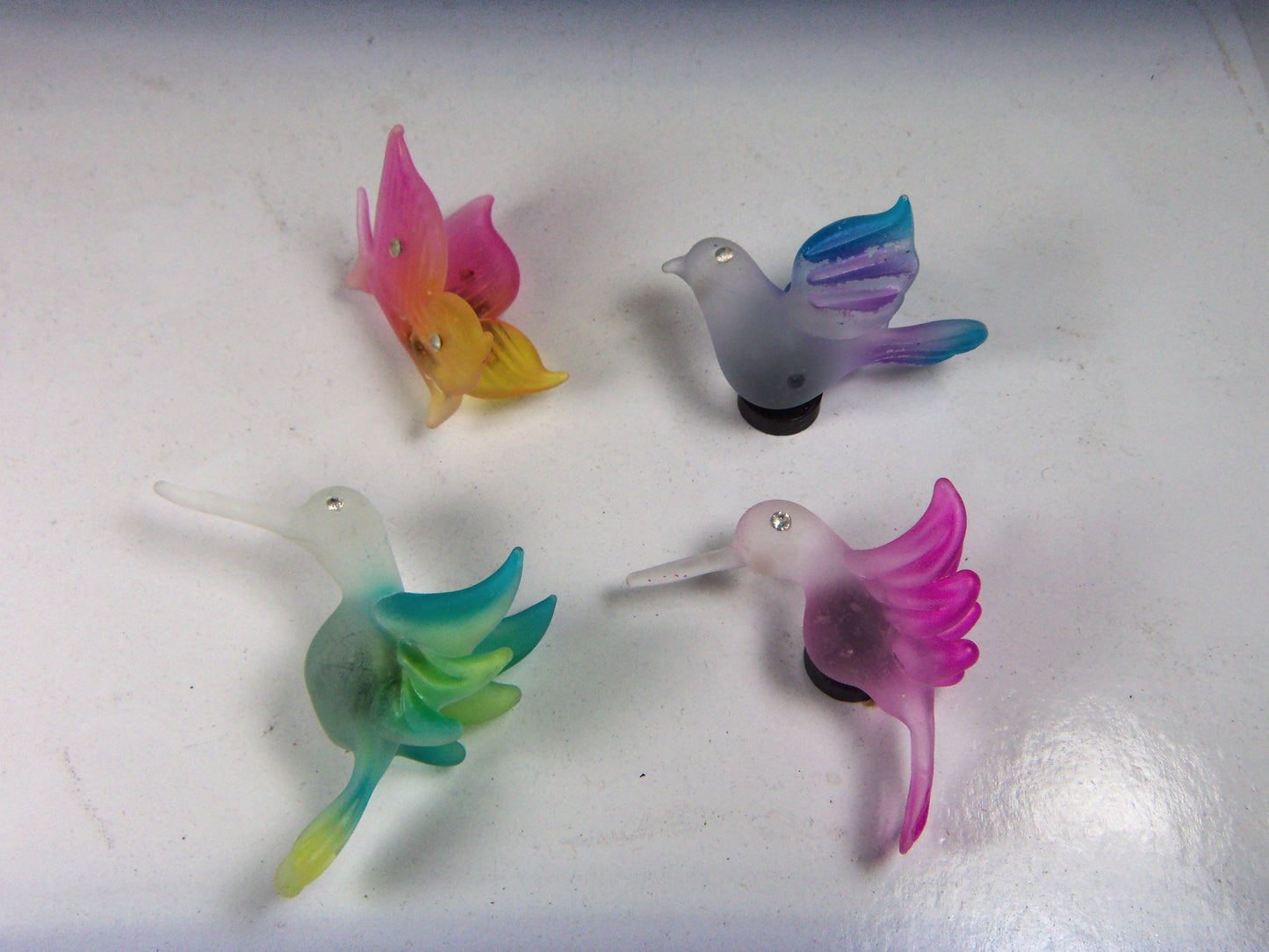 Glass Magnets of Hummingbirds, Dove, Butterfly (Set of 4), Birdwatcher Gift, Gift for Her, Gift for Mom, Refrigerator Decor