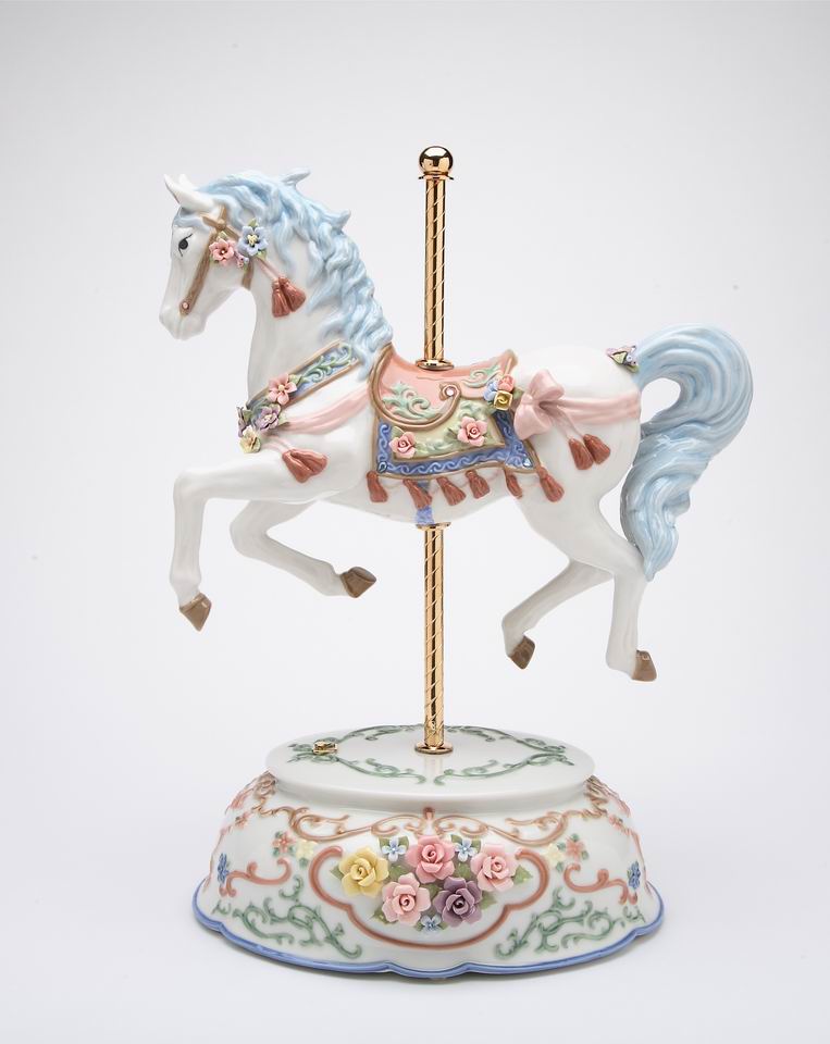 Ceramic Tasseled Carousel Music Box, Horse Lover Gift, Gift for Her, Gift for Mom, Home Decor