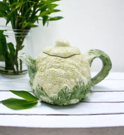 Ceramic Mini Cauliflower Teapot, Gift for Her, Gift for Mom, Tea Party Décor, Café Décor, Farmhouse Kitchen Décor