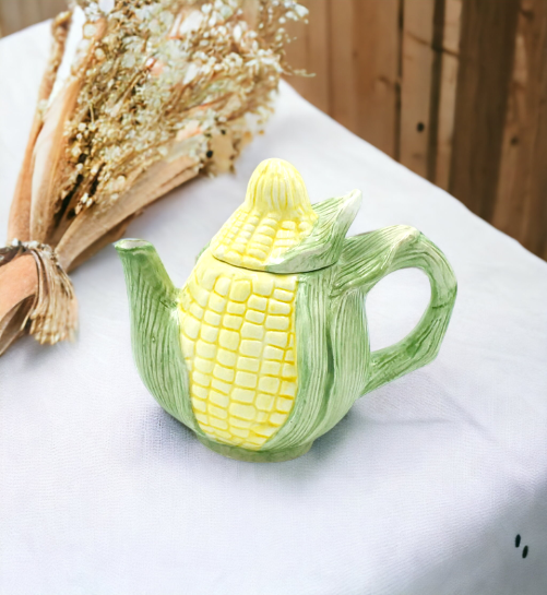 Ceramic Mini Corn Teapot, Gift for Her, Gift for Mom, Tea Party Décor, Café Décor, Farmhouse Kitchen Décor