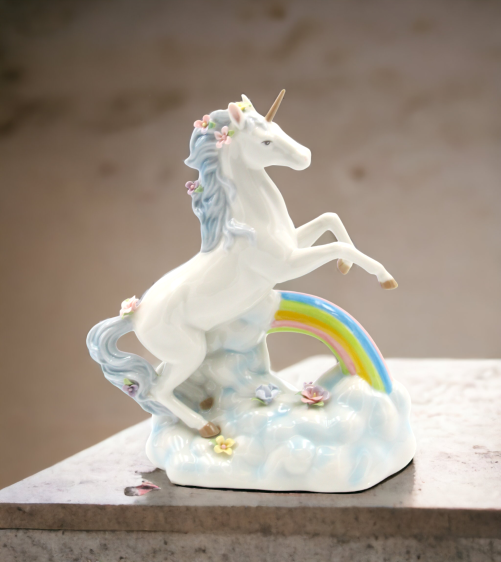 Ceramic Unicorn Jumping Over The Rainbow Musical Box, Home Décor, Gift for Her, Gift for Daughter, Horse Lover Gift, Cottagecore