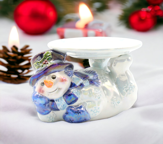 Ceramic Christmas Snowman Candle Holder, Home Décor, Gift for Her, Gift for Mom, Kitchen Décor, Christmas Décor