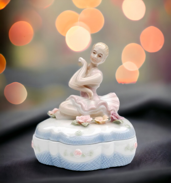 Ceramic Ballerina Jewelry Box, Home Décor, Gift for Her, Gift for Daughter, Gift for Ballerina Dancer, Vanity Decor