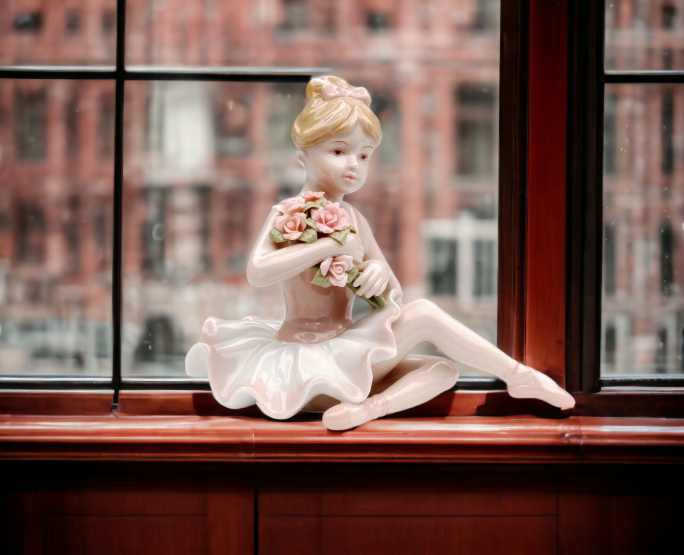 Ceramic Ballerina Girl In Pink Dress, Home Décor, Gift for Her, Gift for Daughter, Gift for Ballerina Dancer