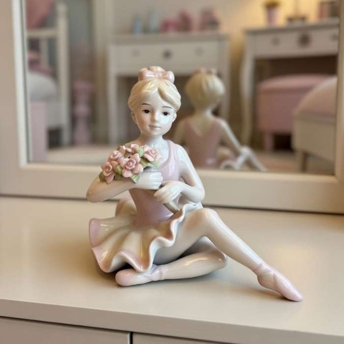 Ceramic Ballerina Girl In Pink Dress, Home Décor, Gift for Her, Gift for Daughter, Gift for Ballerina Dancer