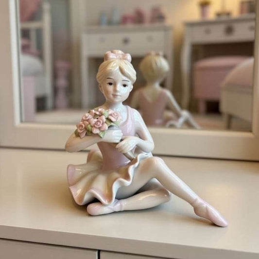Ceramic Ballerina Girl In Pink Dress, Home Décor, Gift for Her, Gift for Daughter, Gift for Ballerina Dancer