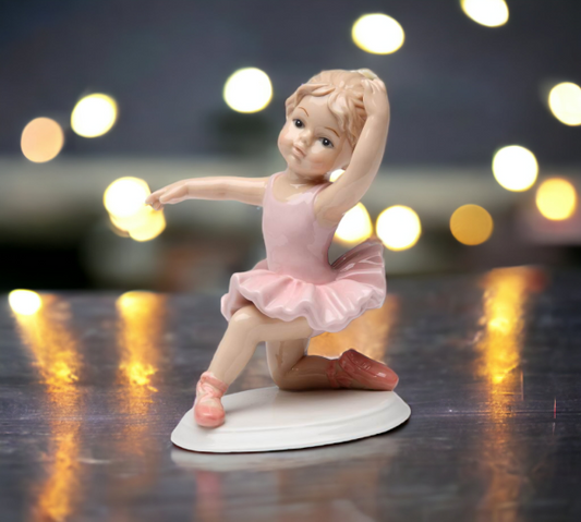 Ceramic Knee Down Ballerina Girl in Pink, Home Décor, Gift for Her, Gift for Daughter, Gift for Ballerina Dancer