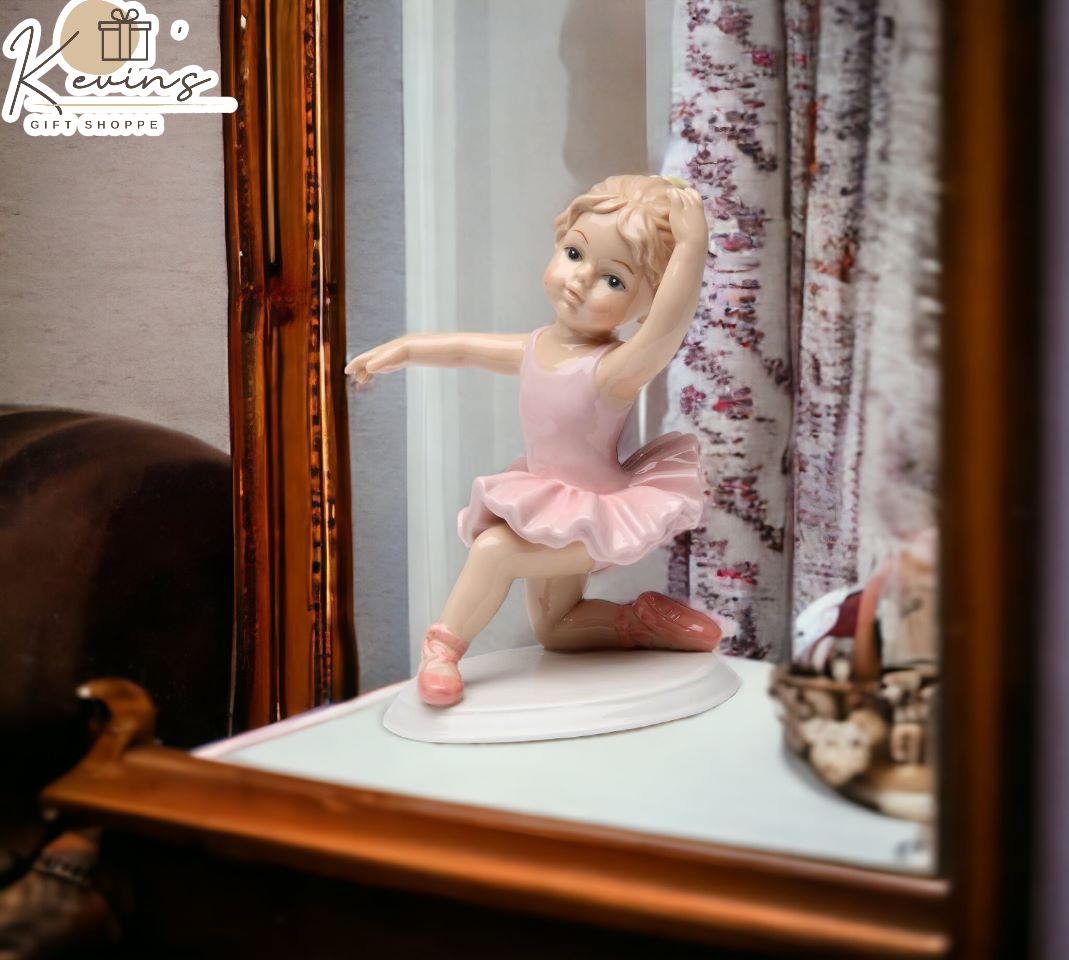 Ceramic Knee Down Ballerina Girl in Pink, Home Décor, Gift for Her, Gift for Daughter, Gift for Ballerina Dancer