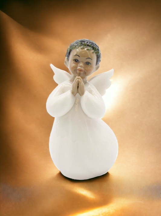 Ceramic African American Guardian Angel Boy Figurine, Home Décor, Religious Décor, Religious Gift, Church Décor, Baptism Gift