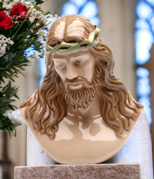 Ceramic Jesus Figurine, Religious Décor, Religious Gift, Church Décor, Baptism Gift