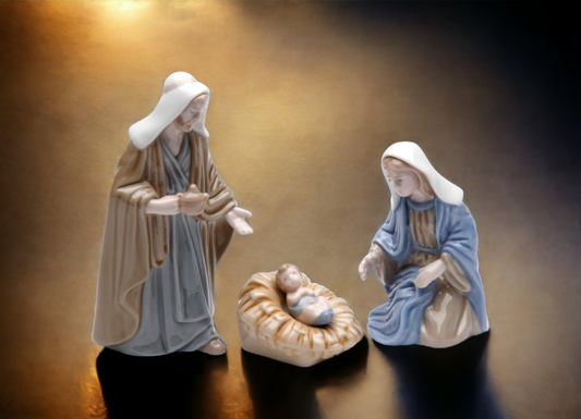 Ceramic Mini Holy Family Nativity Set Of 3, Home Décor, Religious Décor, Religious Gift, Church Décor, Baptism Gift