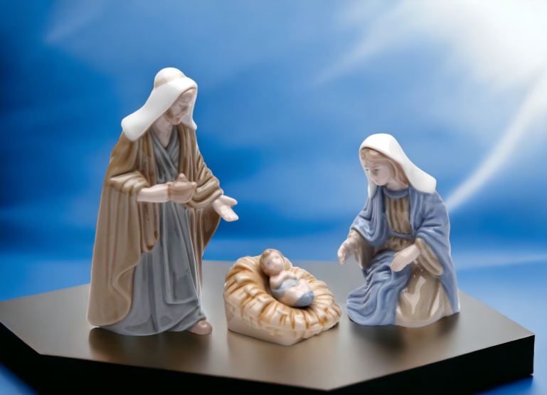 Ceramic Mini Holy Family Nativity Set Of 3, Home Décor, Religious Décor, Religious Gift, Church Décor, Baptism Gift